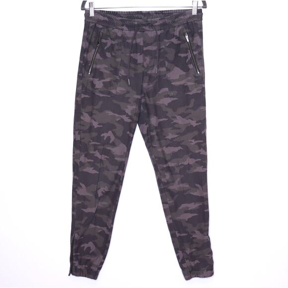ATHLETA Farallon Jogger Black Olive Camo Mid- Rise Pull-On Active Pant Women's 6 - Picture 1 of 14